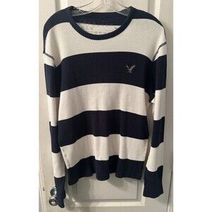 Men's American Eagle Striped Sweater Blue &‎ White Size Large